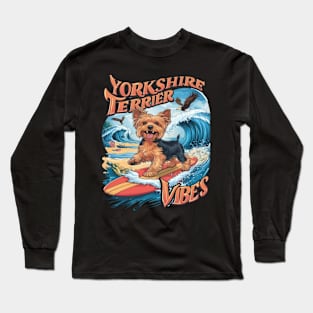 Wave-Riding Yorkshire Terrier Pup Long Sleeve T-Shirt